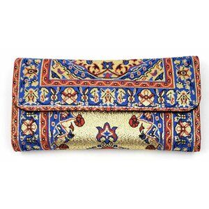 Traditional Turkish Carpet Pattern Tapestry Fabric Wallet or Clutch